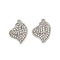 Alloy Rhinestone Pendants, Heart, Platinum, 23.5x17x2.5mm, Hole: 1.5mm