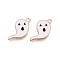 Halloween Theme Alloy Enamel Pendants, Cadmium Free & Lead Free, Light Gold, Ghost Charm, White, 23x12.5x1.5mm, Hole: 1.6mm