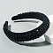 Bling Bling Glass Beaded Hairband, Wide Edge Headwear, Party Hair Accessories for Women Girls, Black, 30mm