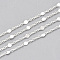 3.28 Feet Brass Link Chains, Cable Chains, Soldered, with Flat Round Link, Silver, 1.5x1x0.3mm