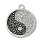 Alloy Rhinestone Pendants, Tai Chi Yin-yang, Platinum, 31.5x27x2.5mm, Hole: 2.5mm