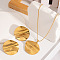 Vintage 304 Stainless Steel Flat Round Pendant Necklaces & Stud Earrings Sets for Women, Golden