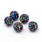 Polymer Clay Pave Rhinestone Beads, Disco Ball Beads, Colorful, PP13(1.9~2mm), 6 Rows Rhinestone, 10mm, Hole: 1.5mm