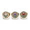 (Jewelry Parties Factory Sale)Brass Enamel Cuff Rings, Open Rings, Cadmium Free & Lead Free, Flat Round with Flower, Golden, Mixed Color, US Size 6 3/4(17.1mm)