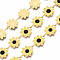 304 Stainless Steel & Enamel Link Chains, with Spool, Unwelded, Real 16K Gold Plated, Nickel Free, Flower, Light Khaki, 13.5x10x1mm, about 16.4 Feet(5m)/roll