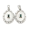 Brass with Cubic Zirconia with Sea Shell Pendants, Cadmium Free & Nickel Free & Lead Free, Oval, Green, Platinum, 18.5x13.5x4.5mm, Hole: 5x3mm
