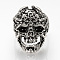 Alloy Finger Rings, Wide Band Rings, Skull, Antique Silver, 21mm