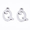 Non-Tarnish 201 Stainless Steel Charms, Laser Cut, Alphabet, Stainless Steel Color, Letter.Q, 12x7.5x1mm, Hole: 1.4mm