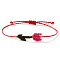 Bohemian Adjustable String Bracelet for Women, Flower, Red, 11 inch(28cm), Flower: 35mm long, 10mm wide