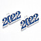 Alloy Enamel Pendants, Cadmium Free & Lead Free, New Year 2022, Silver, Midnight Blue, 19x38x2mm, Hole: 4mm