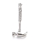 Brass Micro Pave Cubic Zirconia Pendants, Nail Hammer, Clear, Platinum, 32x15x5.5mm, Hole: 2.5mm