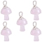 Natural Rose Quartz Pendants, Mushroom Charms, with Silver Color Plated Copper Wire Wrapped, 30x15x16mm, Hole: 5mm