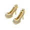 Brass Micro Pave Cubic Zirconia Pendants, Real 18K Gold Plated, with Jump Ring, Shoes, 16x13x6mm, Hole: 3mm