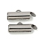 Brass Slide On End Clasp Tubes, Slider End Caps, Cadmium Free & Nickel Free & Lead Free, with Pendant Bails, Real Platinum Plated, 5.5x12.5x4mm, Hole: 0.9mm, Inner Diameter: 3mm