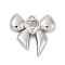 Brass Micro Pave Cubic Zirconia Pendants, Bowknot, Clear, Platinum, 13.5x14x3.5mm, Hole: 1.4mm