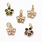 Brass Micro Pave Clear Cubic Zirconia Pendants, Long-Lasting Plated, Real 18K Gold Plated, Flower, Mixed Color, 12.5x10.5x4mm, Hole: 3.5mm, jump ring: 5x0.75mm