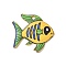 Alloy Enamel Pendants, Fish Charm, Light Gold, Gold, 23x25x1.5mm, Hole: 1.8mm