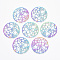 Ion Plating(IP) 201 Stainless Steel Filigree Joiners Links, Etched Metal Embellishments, Flat Round with Star, Rainbow Color, 31.5x0.4mm