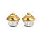 304 Stainless Steel Pendants, with Jump Rings, Food Theme, Golden & Silver, Cake, 14x14mm, Hole: 4mm