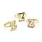 Mixed Color Enamel Initial Letter Adjustable Ring with Clear Cubic Zirconia, Real 18K Gold Plated Brass Jewelry for Women, Cadmium Free & Lead Free, Letter.Z, US Size 5 1/4(16mm), Letter.Z: 13.5x12mm