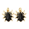 Brass Enamel Pendants, Spider Charm, with Jump Ring, Cadmium Free & Lead Free, Rack Plating, Long-Lasting Plated, Real 18K Gold Plated, Black, 16x15x3.5mm, Hole: 3.5mm