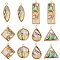 12Pcs 6 Styles Natural Paua Shell Pendants, with Golden Brass Findings, Mixed Shapes, 16.5~27x8~17x3.5~5.5mm, Hole: 1.5~1.6mm, 2pcs/style