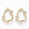 Brass Micro Pave Clear Cubic Zirconia Links, Nickel Free, Oval, Real 18K Gold Plated, 20x14x2mm, Hole: 1mm