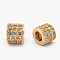 Brass Cubic Zirconia Beads, Column, Rose Gold, 6x5mm, Hole: 3mm