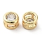 Rack Plating Brass Micro Pave Clear Cubic Zirconia Slide Charms, 
Long-Lasting Plated, Flat Round, Golden, 6x4mm, Hole: 3x1.5mm