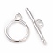 Eco-friendly Brass Toggle Clasps, Cadmium Free & Lead Free, Long-Lasting Plated, Ring, 925 Sterling Silver Plated, Ring: 15x11.5x1mm, Bar: 5x20x2mm, Hole: 2mm