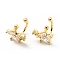 Clear Cubic Zirconia Flower Cuff Earrings, Brass Jewelry for Non-pierced Ears, Cadmium Free & Lead Free, Golden, 10x11x12mm