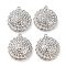 304 Stainless Steel Pendants, with Rhinestone, Sunflower Charms, Stainless Steel Color, 18x16x5.8mm, Hole: 1.4mm