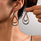 Alloy Synthetic Turquoise Dangle Earrings, Teardrop, Antique Silver, Sandy Brown, 65mm