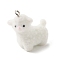 Flocky Opaque Resin Pendants, Sheep Charms, with Platinum Iron Loop, White, 30.5x14.5x26mm, Hole: 1.8mm