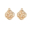 Brass Charms with Clear Glass, Flower, Real 18K Gold Plated, 14.5x12.5x4mm, Hole: 1.2mm