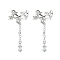Rack Plating Brass Micro Pave Cubic Zirconia Cuff Earring, Cadmium Free & Lead Free, Long-Lasting Plated, Bowknot, Platinum, 9x13.5x13mm
