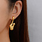 Elegant Stainless Steel Irregular Stud Earrings, Golden, 39.6x15.52mm