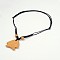 Fish Lava Rock Pendants Necklaces, with Waxed Cotton Cord, Goldenrod, 18.5 inch~32.8 inch