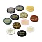 Natural Mixed Gemstone Cabochons, Oval with Engraved Word Relax the Body Calm the Mind, 44~46x34~35x6.5~7.5mm