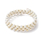 Glass Rondelle Beaded Wrap Style Bracelet, Triple Layer Bracelet, White, Inner Diameter: 2-1/8 inch(5.4cm)