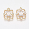 Brass Cubic Zirconia Pendants, Nickel Free, Real 18K Gold Plated, Rectangle, Clear, 17.5x13.5x3.5mm, Hole: 1mm