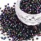 Glass Bugle Beads, Metallic Colours, Prussian Blue, 2.5~3x2mm, Hole: 0.9mm, about 1666pcs/50g