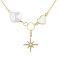 Brass Pendants Necklaces, with Pearl, Jewely for Women, Star, Golden, 18.78 inch(47.7cm)