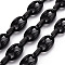 Handmade Opaque Acrylic Coffee Bean Chains, Oval, Black, Link: 27x17x9mm, Oval: 18.5x11.5x4.5mm, about 3.28 Feet(1m)/strand