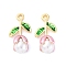 Alloy Enamel Pendants, with ABS Imitation Pearl, Cadmium Free & Nickel Free & Lead Free, Rack Plating, Flower Charm, Golden, Pearl Pink, 22.5x11.5x7.5mm, Hole: 1.6mm