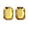 Transparent Glass Cabochons,  Faceted, Rectangle, Gold, 14x10x3.5mm
