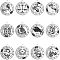 12Pcs 12 Style 201 Stainless Steel Pendants, Laser Engraved Pattern, Flat Round with Constellation, 12 Constellations, 33x30x1mm, Hole: 2mm, 1pc/style
