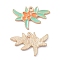 Alloy Enamel Pendants, Light Gold, Leaf Charm, Aquamarine, 17x25x2mm, Hole: 2mm