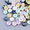 Opaque Resin Beads, AB Color Plated, 5-Petal, Flower, Mixed Color, 8x8x2.5mm, Hole: 1mm