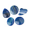 Dyed Natural Striped Agate/Banded Agate Pendants, Mixed Shape, Steel Blue, 36~54x32~41x5~7mm, Hole: 2mm